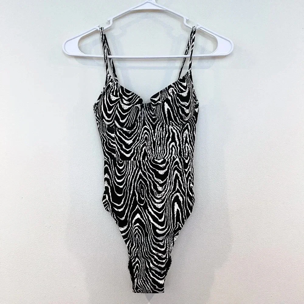Jonathan Simkhai Animal Print One Piece Resortwear Designer Swimsuit XS NWT